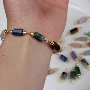 14K gold plated natural gemstone beaded pendant chain for DIY jewelry making
