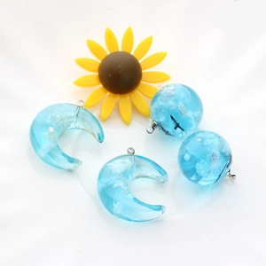 Blue sky and white cloud resin moon and sphere pendants for DIY necklace jewelry making