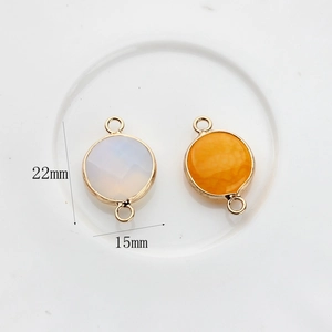 Connettori in pietra naturale sfaccettata da 22mm placcati oro per gioielli fai da te
