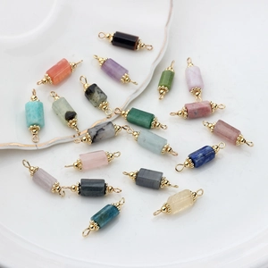 Various natural stone pendants with 14K gold caps and links for DIY jewelry making