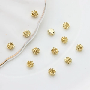 Golden flower core jewelry charms with cluster texture for DIY earring making