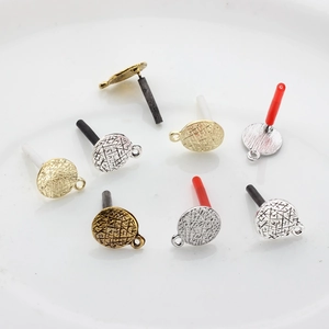 Textured round alloy earring studs in gold, silver and bronze for DIY jewelry making