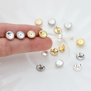 14K gold plated flower-shaped earring backs in gold and silver for jewelry making