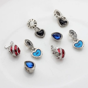 Pendentifs cœur en argent et émail avec gravure SON pour bracelets type Pandora