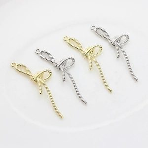 Pendentifs nœuds en alliage avec texture torsadée or et argent pour bijoux DIY
