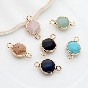 Set di 6 connettori in pietra naturale colorata placcati oro per creazione gioielli