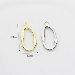 Ciondoli ovali irregolari in lega di zinco per orecchini fai da te oro e argento, 24x12mm