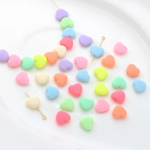 Macaron Snoep Kleur Hartvormige Acryl Geboorde Kralen Voor DIY Sieraden Maken Accessoires Matte Zoete Liefde Hart Losse Kralen