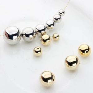Polished gold and silver CCB beads with central holes for DIY jewelry making