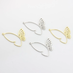 Minimalist hollow butterfly-shaped alloy pendants in polished gold and silver finishes