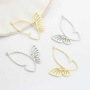 Minimalist hollow butterfly pendants in gold and silver for DIY jewelry making accessories