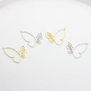 Minimalist hollow butterfly pendants in gold and silver finish for DIY jewelry crafting