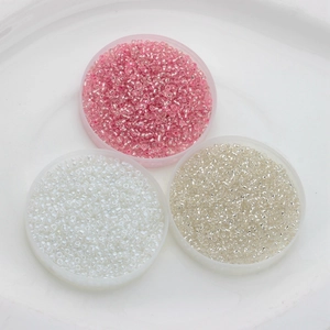 2mm glass seed beads in pink, white, and silver for DIY jewelry making accessories
