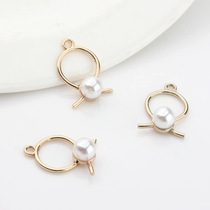 DIY Zinklegering Geometrische Holle Cirkel Kunstparel Hanger Voor Oorbellen Armband Maken Elegante Vrouwen Sieraden