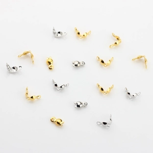 Polished gold and silver DIY jewelry cord end caps and clasp connectors for necklaces