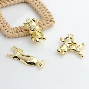Golden alloy bear and balloon dog pendants for DIY jewelry making and necklaces