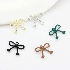 DIY bow-shaped alloy pendants with rope texture for earrings in five assorted colors