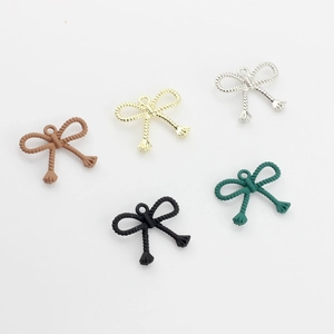 DIY bow-knot alloy pendants in five colors with rope texture for jewelry making