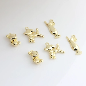 Polished golden alloy bear, balloon dog and cocktail glass charms for DIY jewelry making