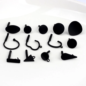 Detailed assortment of black matte geometric earring findings for DIY jewelry making