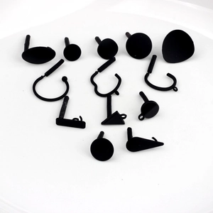 Matte black geometric earring charms including studs and hooks for DIY jewelry making