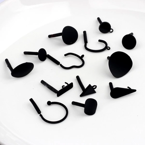Matte black geometric DIY earring components in circles, drops, and studs for jewelry making