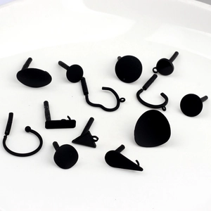 Matte black rubber finish geometric earring studs and jewelry DIY components on white