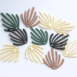 Matte finish alloy seaweed leaf pendants for DIY earrings in various colors