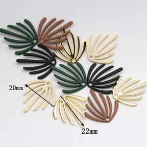 20x22mm geometric leaf shape alloy pendants in matte colors for DIY jewelry making