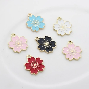Emaille Kirschblüte Blume Charms Legierung Tropföl Gänseblümchen Anhänger Für DIY Ohrring Halskette Armband Damen Schmuck
