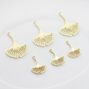 Golden hollow ginkgo leaf alloy pendants in two sizes for DIY jewelry making