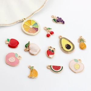 Alloy Enamel Fruit Charms Pendants For DIY Jewelry Making Bracelet Necklace Earrings Strawberry Watermelon Pineapple Peach Banana Apple Cherry Grape Avocado Mango Pendants