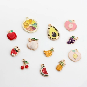 DIY colorful fruit enamel charms made of gold alloy for bracelets and necklaces