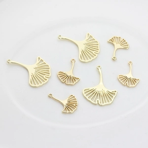 Golden hollow ginkgo leaf pendants set for DIY handmade jewelry and craft making