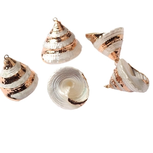 Pendentifs en coquillage naturel avec bords plaqués or rose pour bijoux DIY