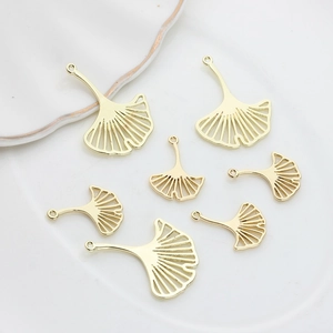 Zinc Alloy Ginkgo Leaf Pendant Charms Hollow Gold Plated Metal Leaf For DIY Earrings Necklace Jewelry Making Findings