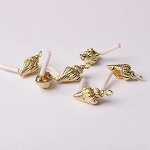 Pendentifs coquillages dorés en alliage avec texture spirale pour création de bijoux