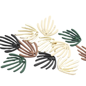 Leaf and coral shape alloy pendant charms in diverse colors for DIY jewelry making