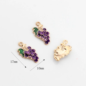 Detail of purple grape alloy pendant with 17mm x 10mm dimensions for jewelry making
