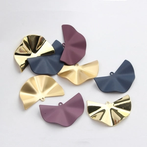 Polished and matte wavy fan-shaped alloy charms for DIY earring and jewelry making