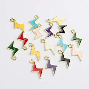 Pendentifs éclair en alliage de zinc coloré et émail pour la création de bijoux DIY