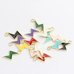 Pendentifs éclair en émail coloré en alliage de zinc pour la création de bijoux DIY