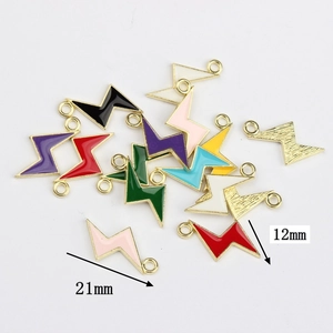 Pendentifs éclair colorés en alliage avec finition émail pour la création de bijoux