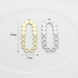 Irregular hollow oval dotted alloy pendant accessory for DIY jewelry making 39x17mm