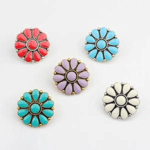 Boutons marguerite vintage en alliage de zinc en cinq couleurs pour bijoux DIY