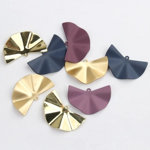 Minimalist Fan Shaped Pleated Zinc Alloy Earring Charms DIY Geometric Wave Pendants Jewelry Findings For Handmade Earring Making