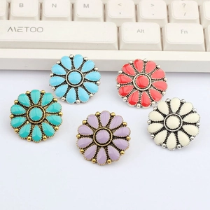 Boutons de tournesol vintage en alliage de zinc en cinq couleurs pour bijoux DIY et décor