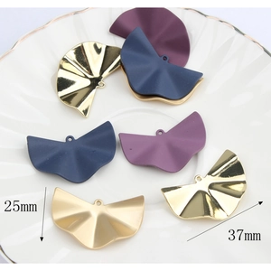 Golden and matte purple semi-circle fan alloy charms for DIY earring jewelry making