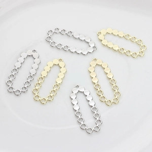 Irregular hollow oval dot pendant links in gold and silver for DIY jewelry making