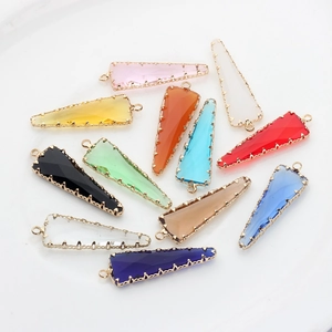 Colgantes de cristal facetado de colores con marcos de metal dorado para bisutería DIY